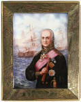 Л.Д.Самонова. Портрет адмирала Фёдора Ушакова. 2006. Финифть, травление по металлу.