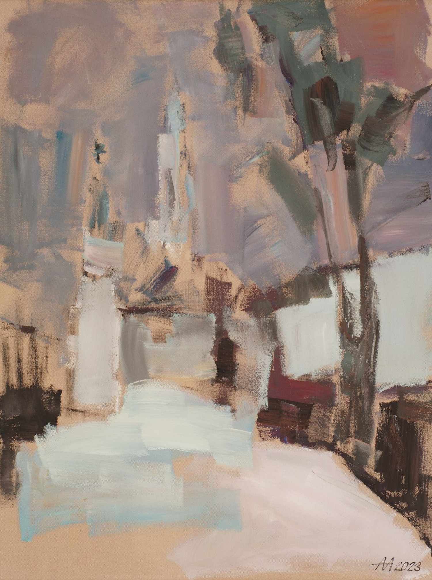 А.С. Александров. Деревенский мотив. 2024, орг.,акр. 122Х91 см.