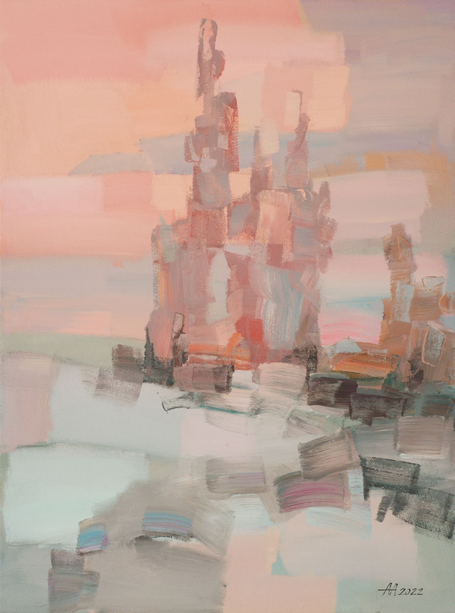 А.С. Александров. Зимой. 2022,  орг., акр. 122Х91 см.