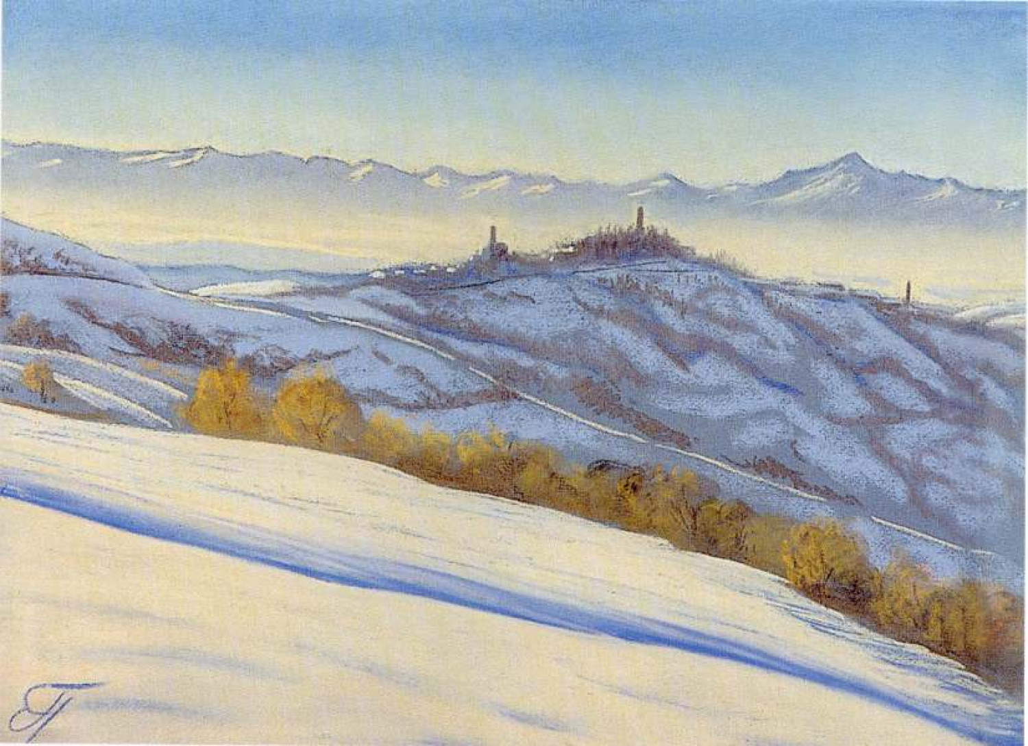 П.С.Чахотин. На холмах Ланге (2). Бумага, пастель.