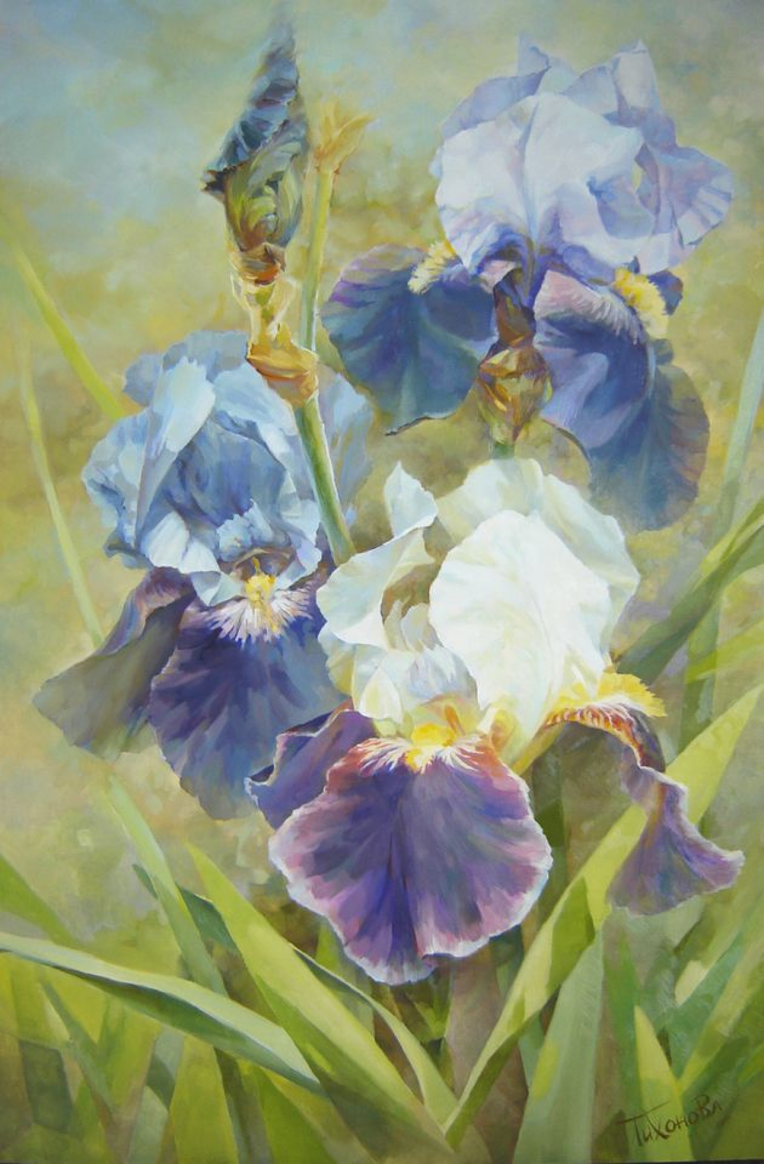 К.Ю.Тихонова. Ирисы. В гармонии грёз и сновидений. 2007. 120х80 см. холст, масло.