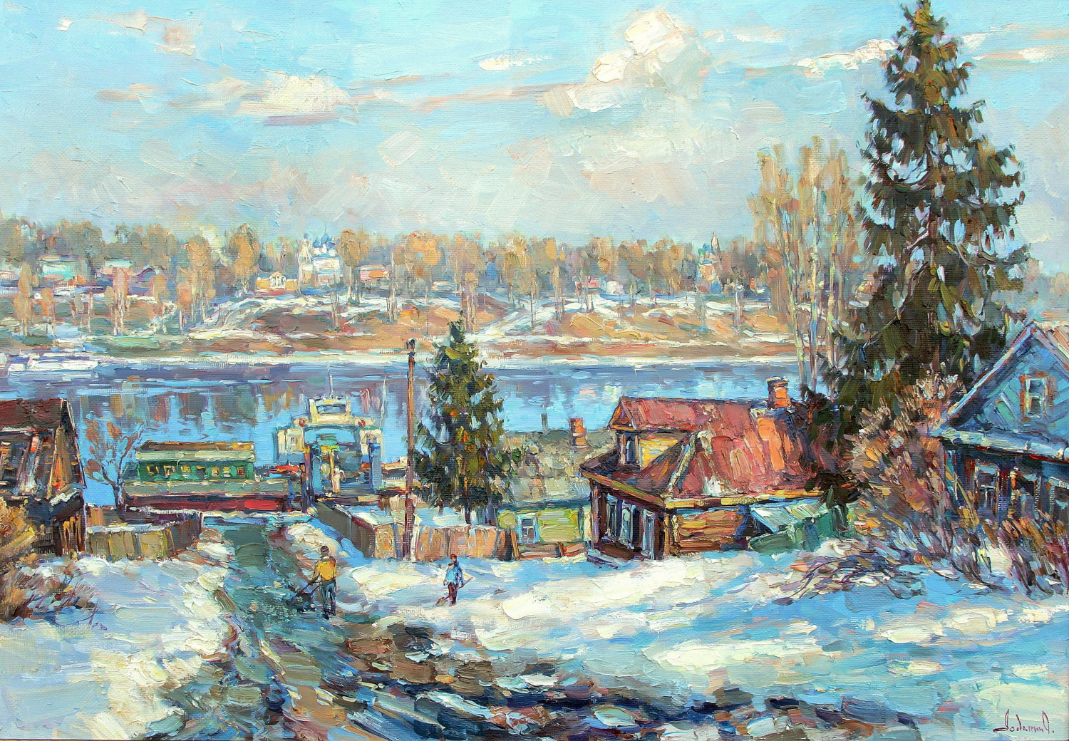 О.Ю. Ладыгин. Весна на Волге. 2025. Холст, масло. 65х110 см