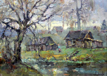 О.Ю. Ладыгин. Баньки. Осень. 2025. Холст, масло. 45х70.