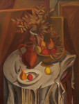Н.К. Сальников. Натюрморт с фруктами. 1988 г. Оргалит, масло. 150х76 см.