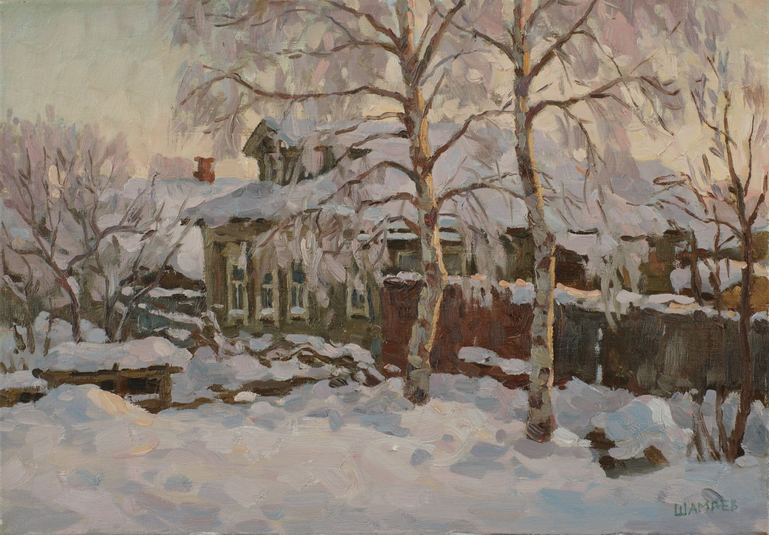 А.В. Шамаев. Морозное утро. 2021 г. Холст, масло. 35х50.