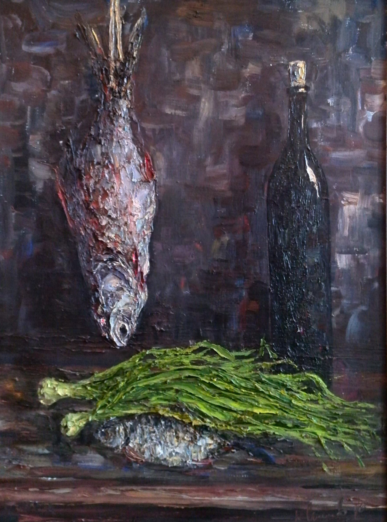 А.Ю.Семенцов. Таймень и Мерло. Холст, масло. 80*60 см.