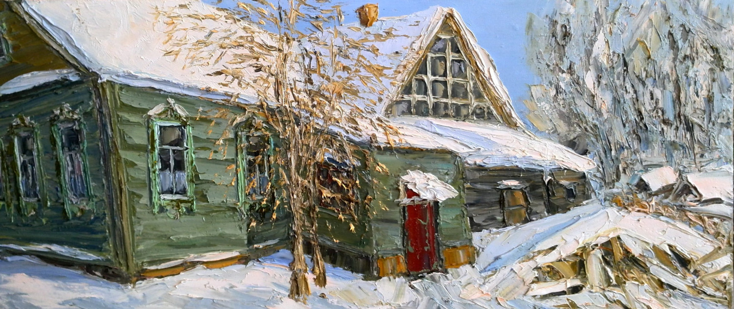 А.Ю.Семенцов. Моя мастерская в Кузьминском. Холст, масло. 39*90. 2017 г.