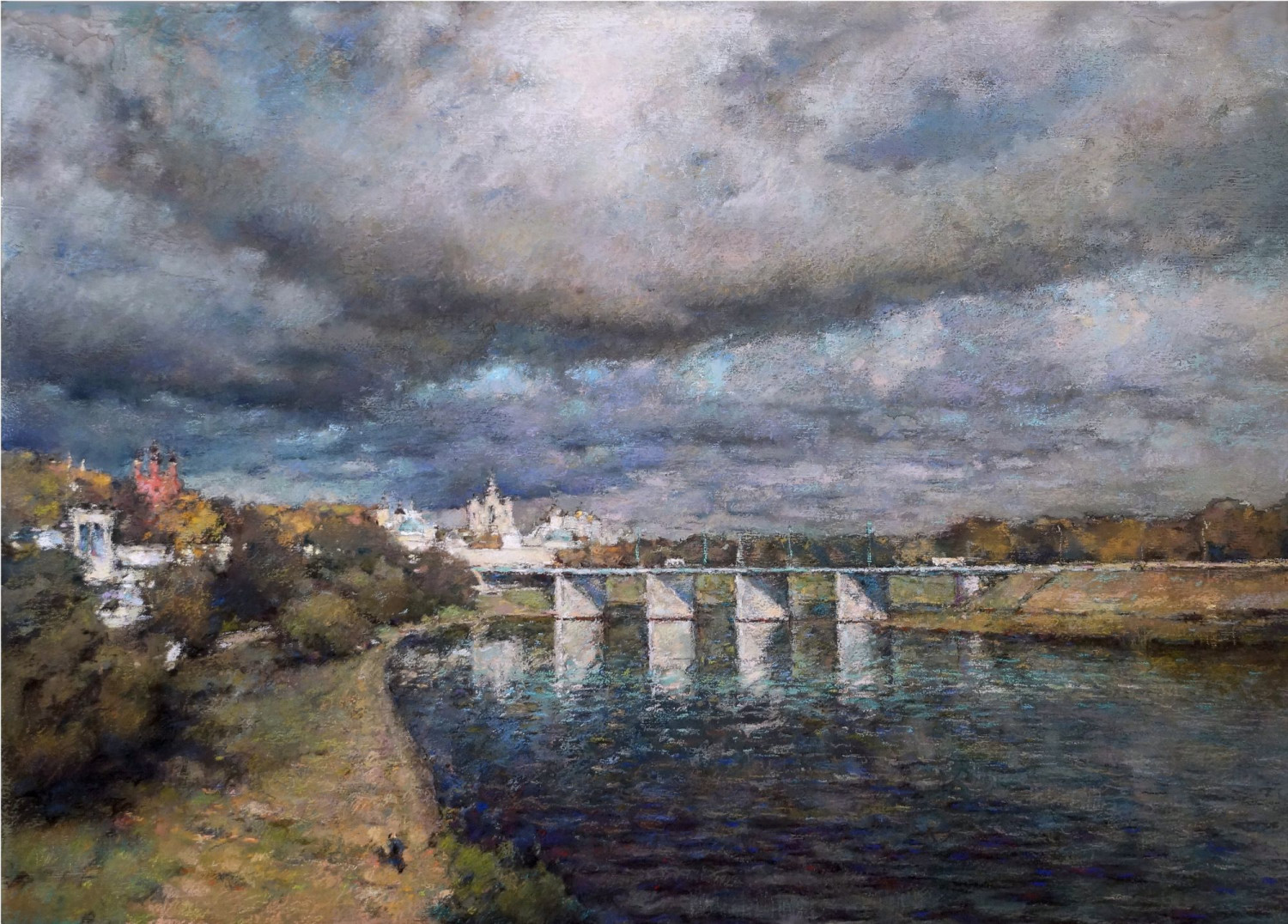 А.В. Таланов. Ярославль. После грозы. 2019. Картон пастель. 50x70 см. Чаcтное собрание.