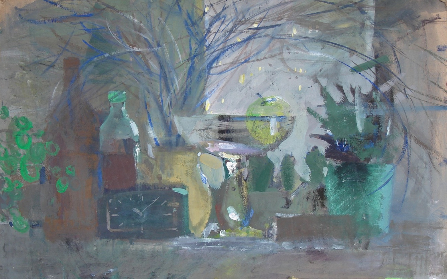 А.В.Хвастунова. Натюрморт с ветками. Картон, гуашь. 50х80. 2010