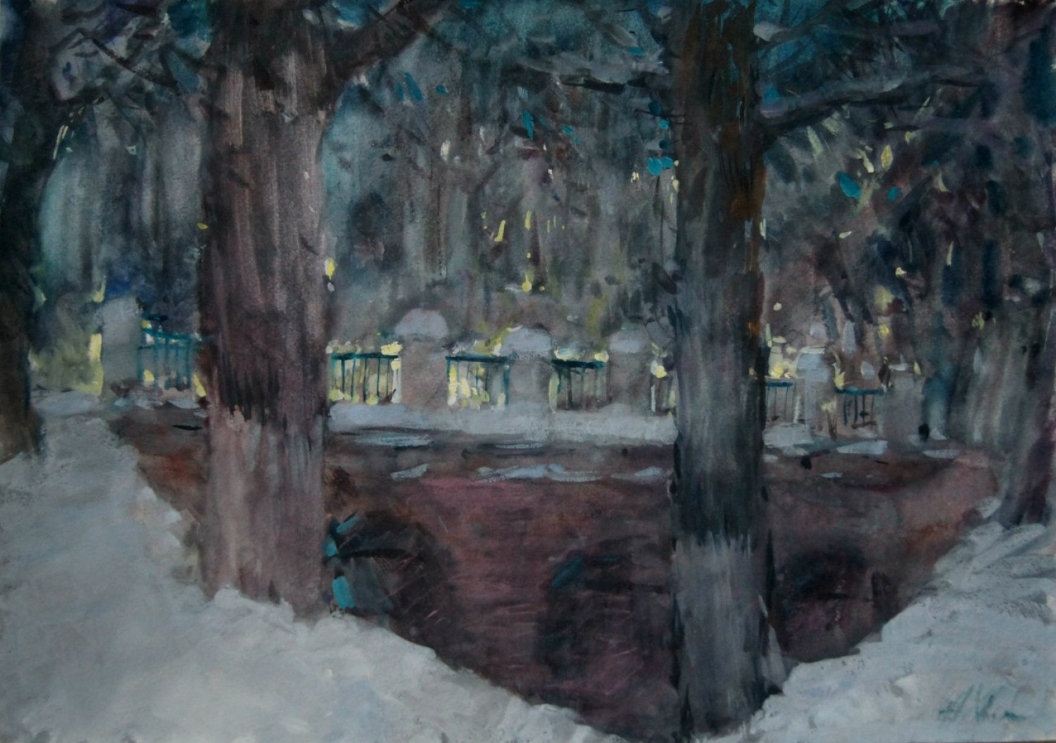 А.В.Хвастунова. Рождество. Бум., акварель, гуашь. 45х65. 2012