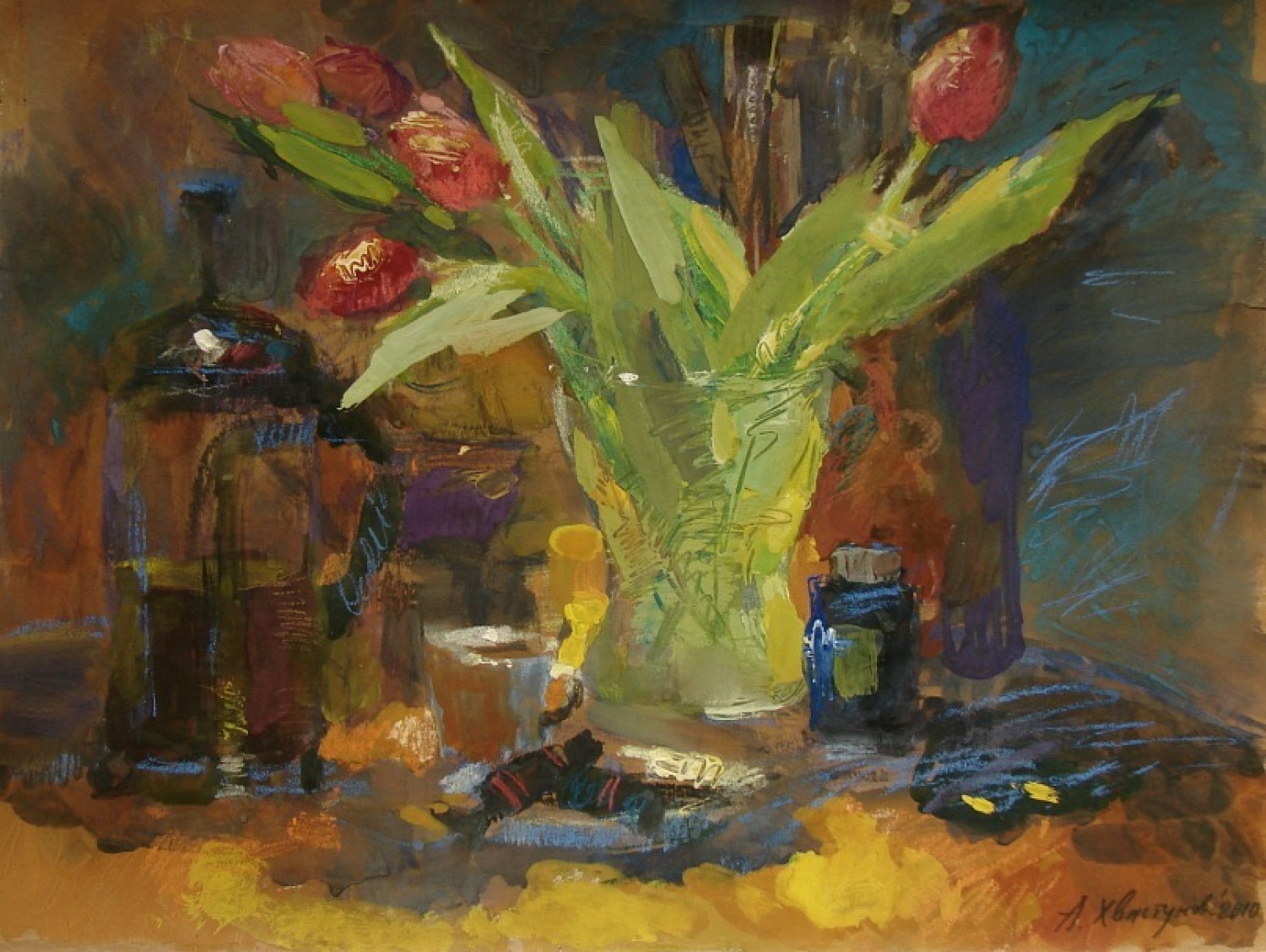 А.В.Хвастунова. Весенний букетик. Смеш. техн.. 35х55. 2010