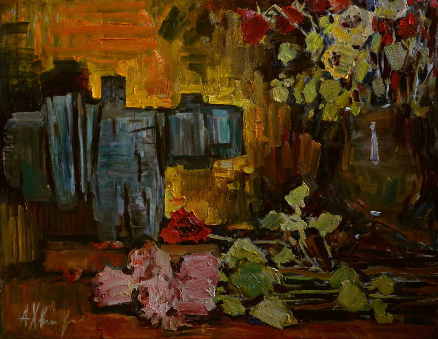 А.В.Хвастунова. Натюрморт с деревянным ангелом. Холст, масло. 70х90 см. 2016